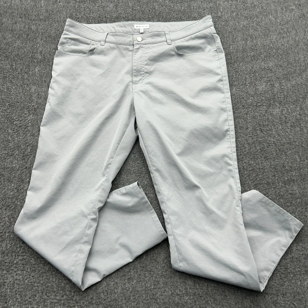 Peter Millar EB66 Pants Mens 38x32 Golf Flex Preppy Performance Gray Classic Fit